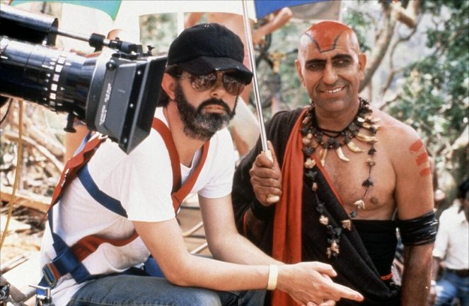 Indiana Jones und der Tempel des Todes - Dreharbeiten - George Lucas, Amrish Puri