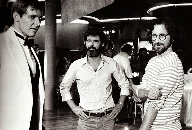 Indiana Jones és a Végzet Temploma - Forgatási fotók - Harrison Ford, George Lucas, Steven Spielberg