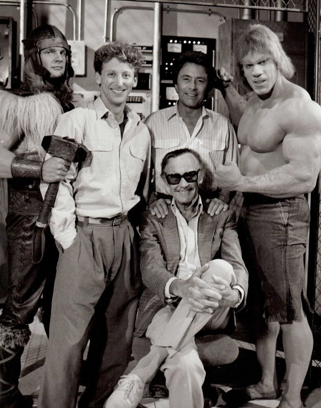 The Incredible Hulk Returns - Dreharbeiten - Eric Allan Kramer, Bill Bixby, Stan Lee, Lou Ferrigno