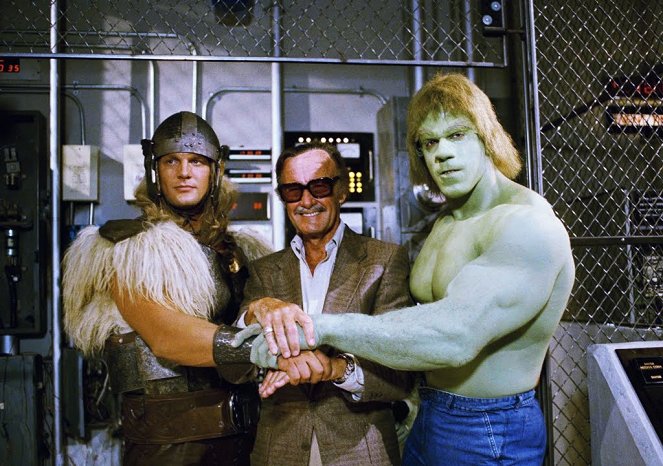 The Incredible Hulk Returns - Dreharbeiten - Eric Allan Kramer, Stan Lee, Lou Ferrigno