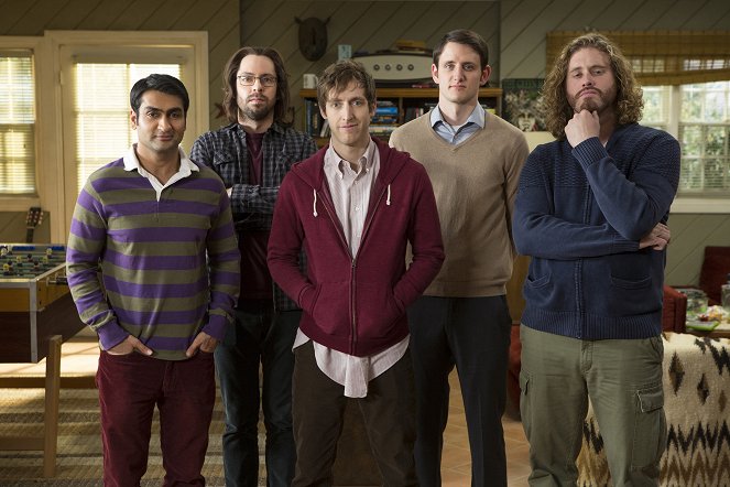 Silicon Valley - Werbefoto - Kumail Nanjiani, Martin Starr, Thomas Middleditch, Zach Woods, T.J. Miller