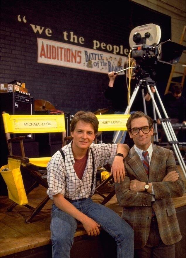 Vissza a jövőbe - Forgatási fotók - Michael J. Fox, Huey Lewis