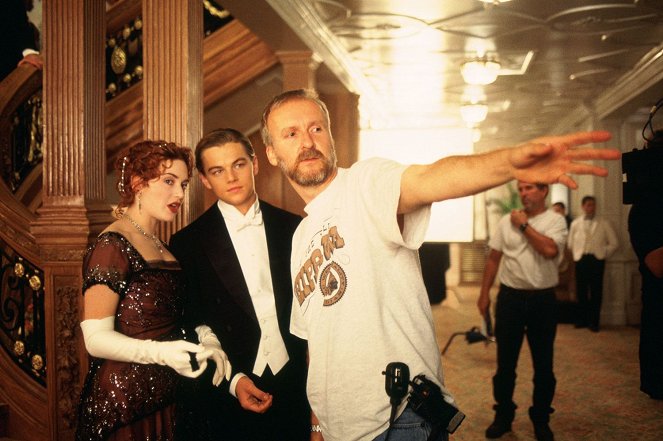 Titanic - Z natáčení - Kate Winslet, Leonardo DiCaprio, James Cameron