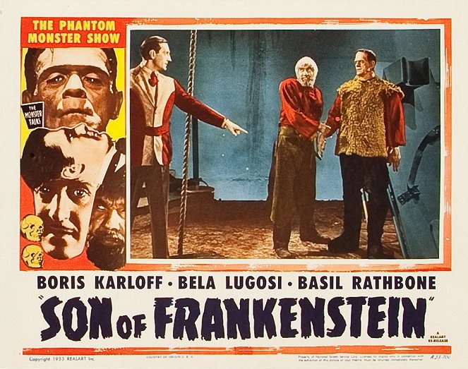 Frankensteins Sohn - Lobbykarten - Basil Rathbone, Bela Lugosi, Boris Karloff