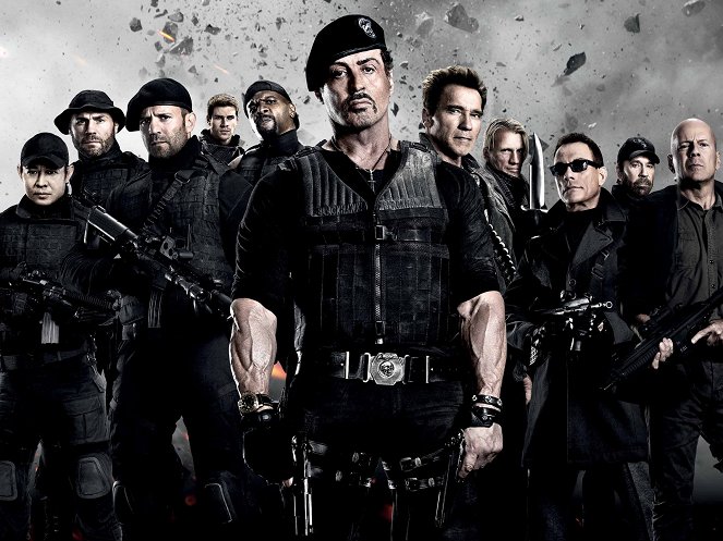 The Expendables 2 - Promokuvat - Jet Li, Randy Couture, Jason Statham, Liam Hemsworth, Terry Crews, Sylvester Stallone, Arnold Schwarzenegger, Dolph Lundgren, Jean-Claude Van Damme, Chuck Norris, Bruce Willis