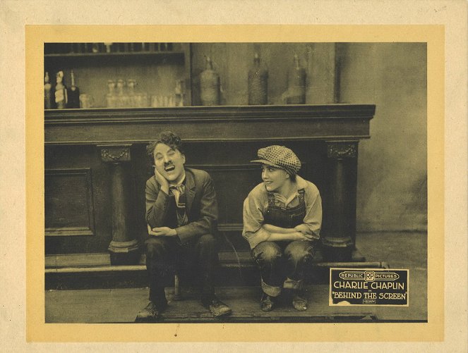 Behind the Screen - Lobby Cards - Charlie Chaplin, Edna Purviance