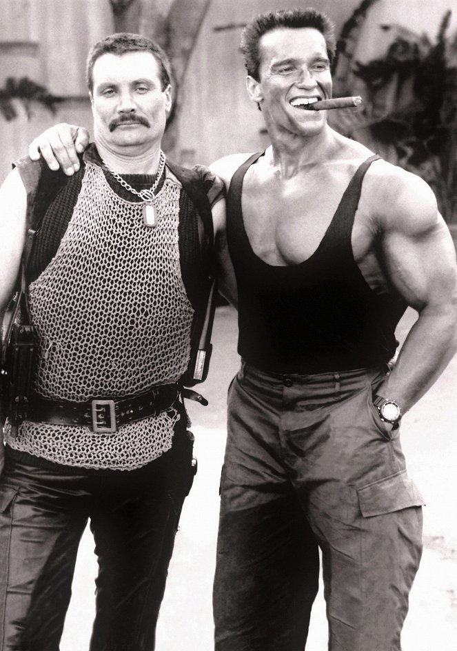 Komando - Z natáčení - Vernon Wells, Arnold Schwarzenegger
