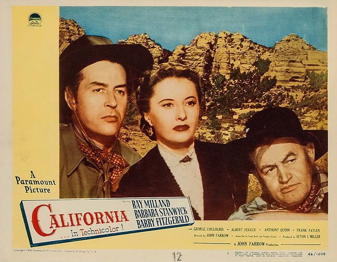 California - Lobbykaarten - Ray Milland, Barbara Stanwyck, Barry Fitzgerald