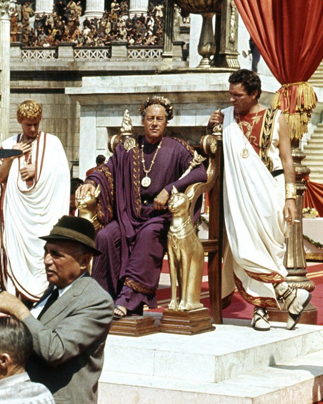Cleópatra - De filmagens - Roddy McDowall, Rex Harrison, Richard Burton