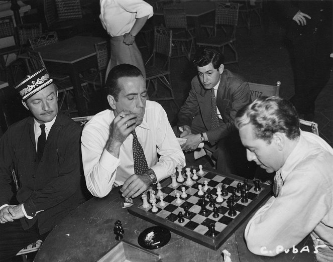 Casablanca - Dreharbeiten - Claude Rains, Humphrey Bogart, Paul Henreid