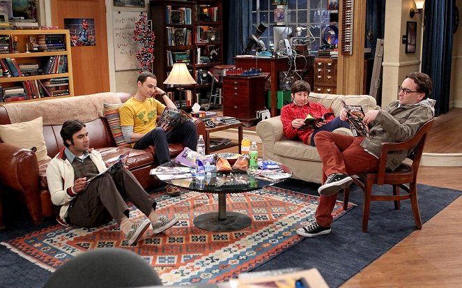The Big Bang Theory - Der Mann, der beide im Bett hatte - Filmfotos - Kunal Nayyar, Jim Parsons, Simon Helberg, Johnny Galecki