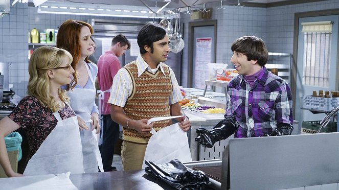 The Big Bang Theory - Season 9 - Karotte in Dessous - Filmfotos - Melissa Rauch, Laura Spencer, Kunal Nayyar, Simon Helberg