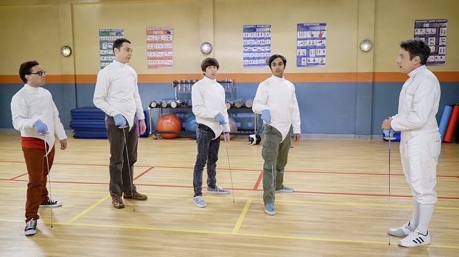 The Big Bang Theory - Duell in drei Jahren - Filmfotos - Johnny Galecki, Jim Parsons, Simon Helberg, Kunal Nayyar, John Ross Bowie