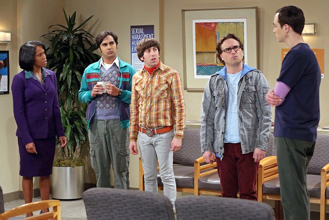 The Big Bang Theory - The Egg Salad Equivalency - Van film - Regina King, Kunal Nayyar, Simon Helberg, Johnny Galecki, Jim Parsons