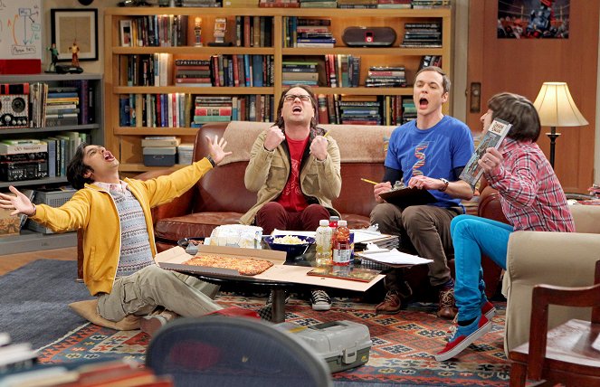 The Big Bang Theory - The Love Spell Potential - Van film - Kunal Nayyar, Johnny Galecki, Jim Parsons, Simon Helberg