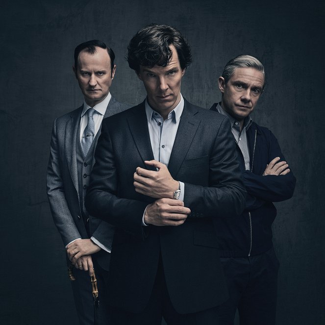 Uusi Sherlock - Season 4 - Promokuvat - Mark Gatiss, Benedict Cumberbatch, Martin Freeman