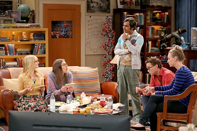 The Big Bang Theory - Season 7 - Mein Gespräch mit Mutter - Filmfotos - Melissa Rauch, Mayim Bialik, Kunal Nayyar, Johnny Galecki, Kaley Cuoco