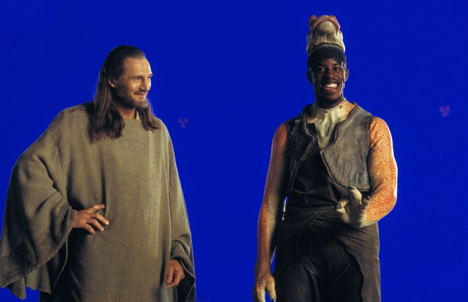 Star Wars: Episodi I: Pimeä uhka - Kuvat kuvauksista - Liam Neeson, Ahmed Best