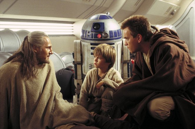 Star Wars: Episode I - Die dunkle Bedrohung - Filmfotos - Liam Neeson, Jake Lloyd, Ewan McGregor