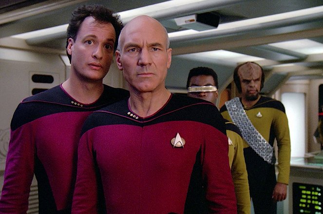 Star Trek - Das nächste Jahrhundert - Season 2 - Zeitsprung mit Q - Filmfotos - John de Lancie, Patrick Stewart, Michael Dorn