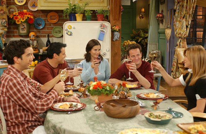 Friends - The One with the Late Thanksgiving - Kuvat elokuvasta - David Schwimmer, Matt LeBlanc, Courteney Cox, Matthew Perry, Jennifer Aniston