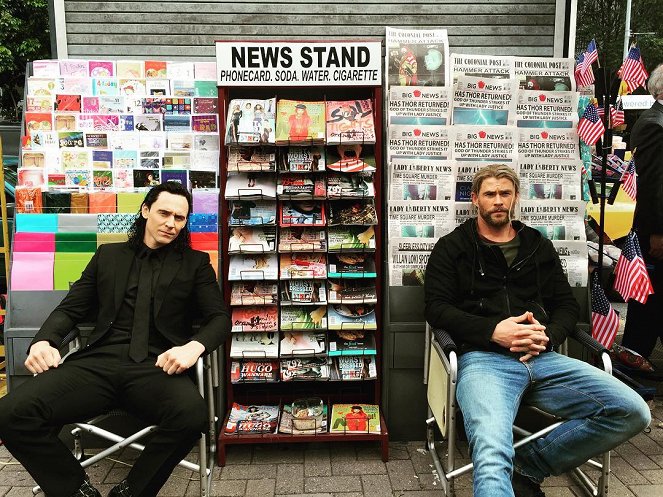 Thor 3 - Tag der Entscheidung - Dreharbeiten - Tom Hiddleston, Chris Hemsworth