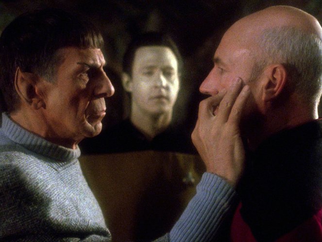 Star Trek: The Next Generation - Season 5 - Unification II - Photos - Leonard Nimoy, Brent Spiner, Patrick Stewart