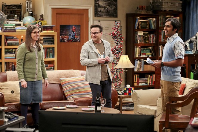 The Big Bang Theory - Der Zeitspar-Modus - Filmfotos - Mayim Bialik, Johnny Galecki, Kunal Nayyar
