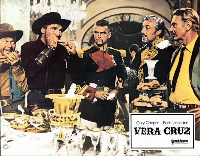 Vera Cruz - Lobby karty - Burt Lancaster, Henry Brandon, Cesar Romero, Gary Cooper