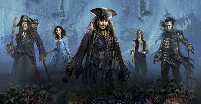 Pirates of the Caribbean: Salazars Rache - Werbefoto - Geoffrey Rush, Kaya Scodelario, Johnny Depp, Brenton Thwaites, Javier Bardem