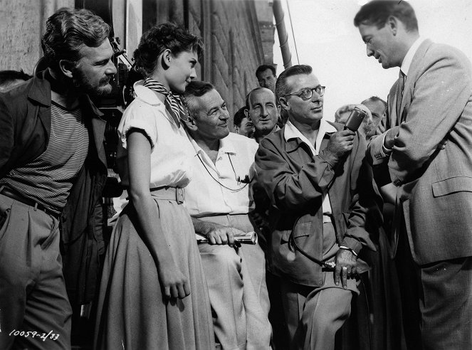 Prázdniny v Římě - Z natáčení - Eddie Albert, Audrey Hepburn, William Wyler, Gregory Peck