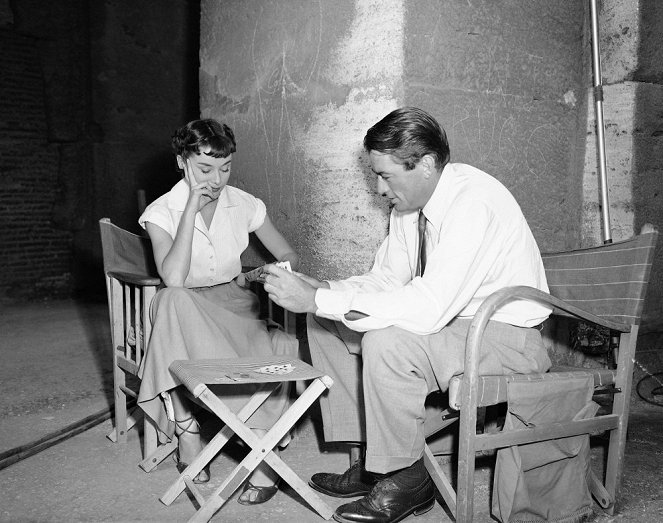 Férias em Roma - De filmagens - Audrey Hepburn, Gregory Peck