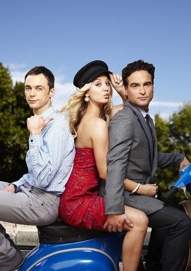 The Big Bang Theory - Werbefoto - Jim Parsons, Kaley Cuoco, Johnny Galecki