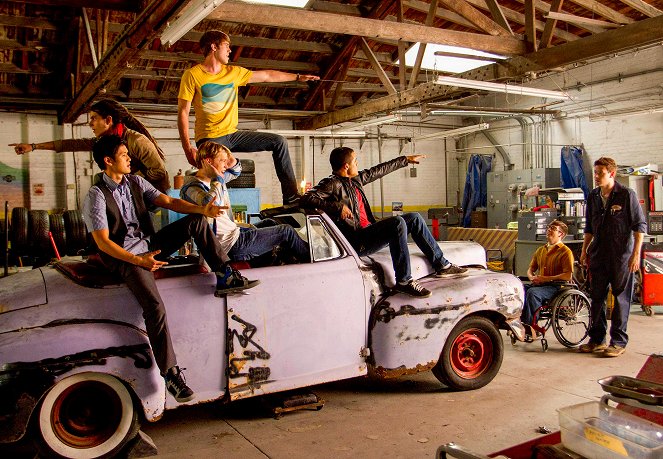 Glee - Sztárok leszünk! - Grease - Filmfotók - Harry Shum Jr., Samuel Larsen, Chord Overstreet, Blake Jenner, Jacob Artist, Kevin McHale, Cory Monteith