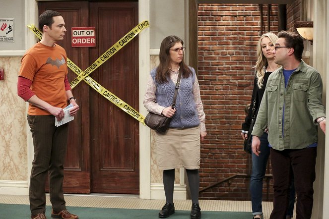 The Big Bang Theory - Die Notausstiegs-Hypothese - Filmfotos - Jim Parsons, Mayim Bialik, Kaley Cuoco, Johnny Galecki