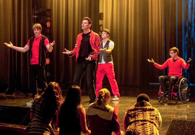 Glee - Fehde - Filmfotos - Blake Jenner, Cory Monteith, Kevin McHale