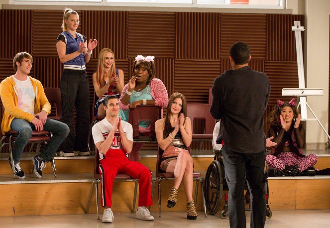 Glee - Guilty Pleasures - Photos - Blake Jenner, Heather Morris, Becca Tobin, Alex Newell, Melissa Benoist, Jenna Ushkowitz, Darren Criss