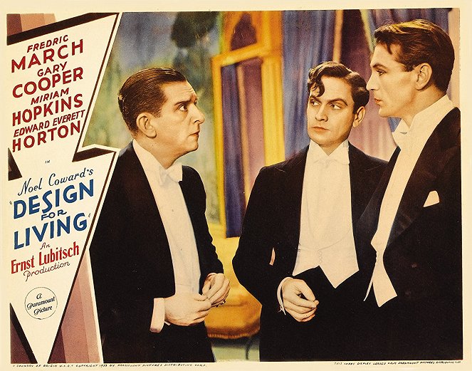 Design for Living - Lobbykaarten - Edward Everett Horton, Fredric March, Gary Cooper