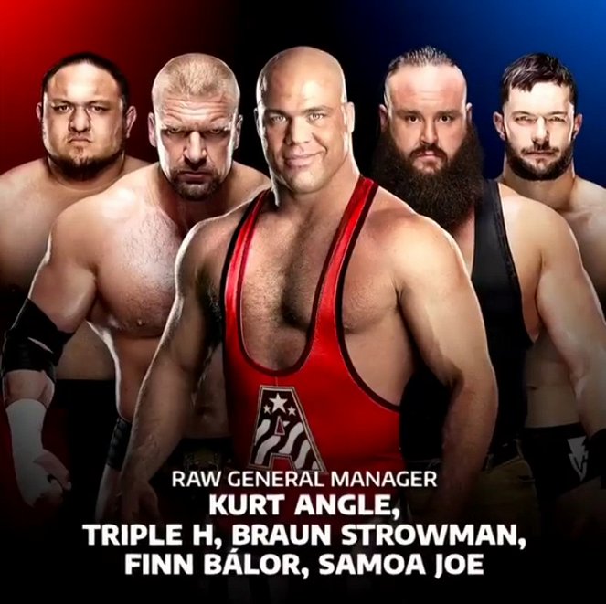 WWE Survivor Series - Werbefoto - Joe Seanoa, Paul Levesque, Kurt Angle, Adam Scherr, Fergal Devitt
