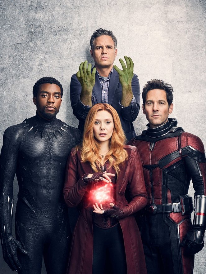 Avengers 3 - Infinity War - Werbefoto - Chadwick Boseman, Mark Ruffalo, Elizabeth Olsen, Paul Rudd