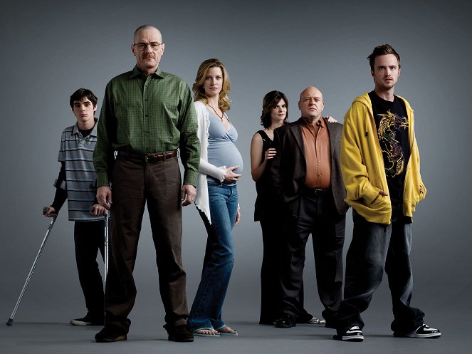 Breaking Bad - Season 2 - Werbefoto - RJ Mitte, Bryan Cranston, Anna Gunn, Betsy Brandt, Dean Norris, Aaron Paul