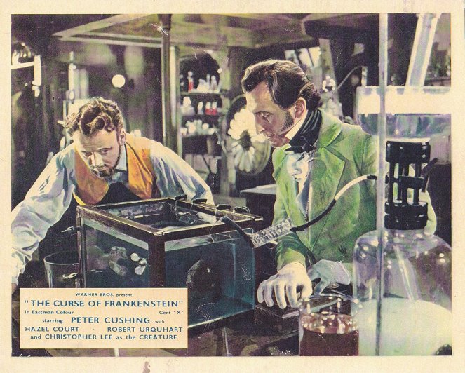 Frankensteins Fluch - Lobbykarten - Robert Urquhart, Peter Cushing