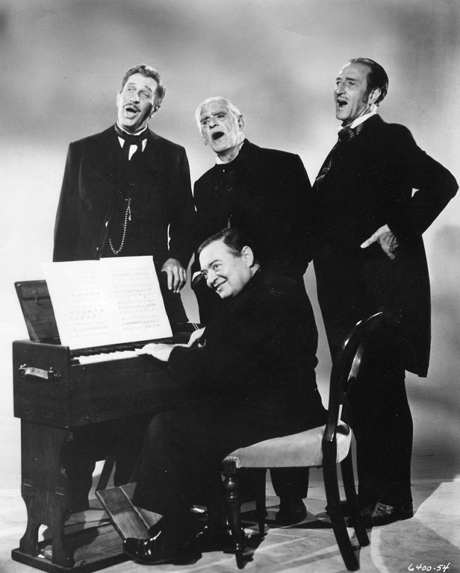 Ruhe sanft GmbH - Werbefoto - Vincent Price, Boris Karloff, Peter Lorre, Basil Rathbone