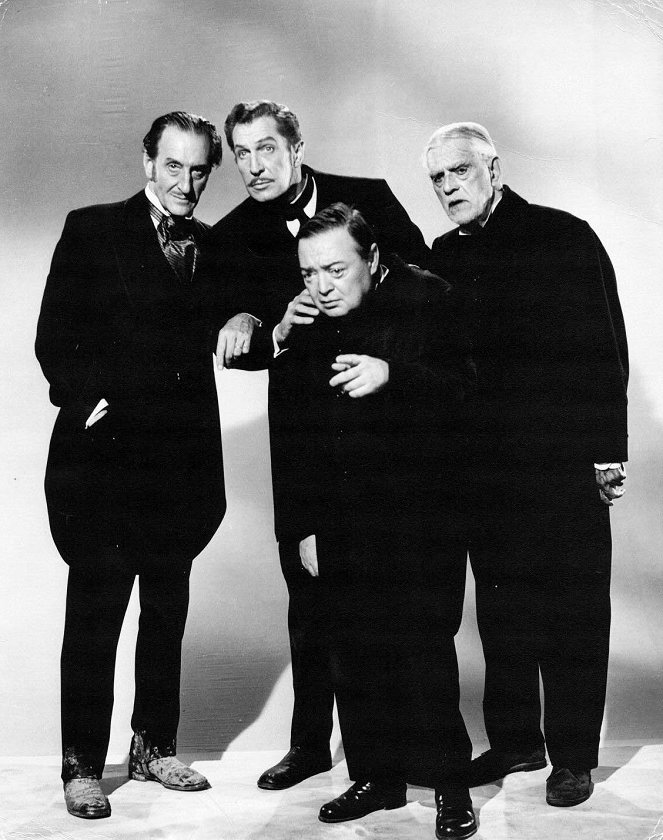 Ruhe sanft GmbH - Werbefoto - Basil Rathbone, Vincent Price, Peter Lorre, Boris Karloff