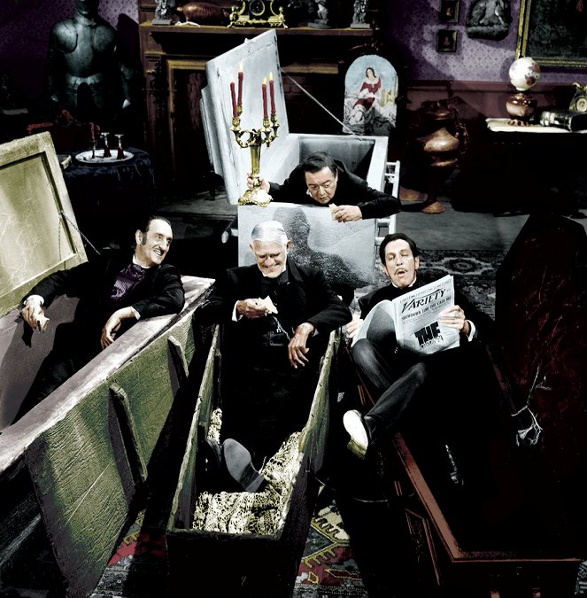 A rémület komédiája - Promóció fotók - Basil Rathbone, Boris Karloff, Peter Lorre, Vincent Price