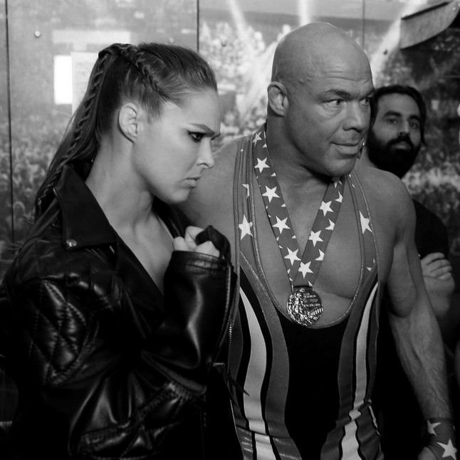 WrestleMania 34 - Z natáčení - Ronda Rousey, Kurt Angle