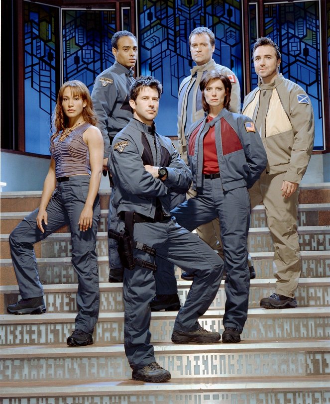 Stargate Atlantis - Season 1 - Werbefoto - Rachel Luttrell, Rainbow Sun Francks, Joe Flanigan, David Hewlett, Torri Higginson, Paul McGillion