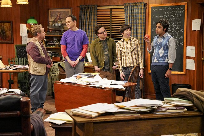 The Big Bang Theory - Der Waldmensch Wolcott - Filmfotos - Jim Parsons, Johnny Galecki, Simon Helberg, Kunal Nayyar