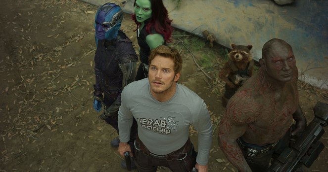 Guardians of the Galaxy Vol. 2 - Photos - Karen Gillan, Zoe Saldana, Chris Pratt, Dave Bautista