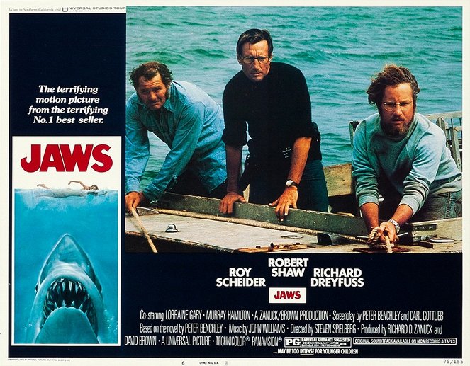 Jaws - Lobbykaarten - Robert Shaw, Roy Scheider, Richard Dreyfuss